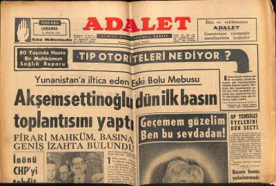 Adalet Gazetesi 12 Aralık 1962 - Bölükbaşının Yasak Ettirmesine Rağmen B. Aksoy Şarkıyı Okumakla Israr Ediyor GZ121680 - 1