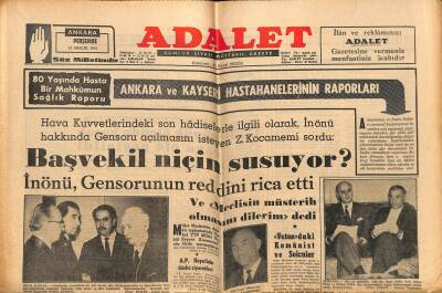 Adalet Gazetesi 13 Aralık 1962 - Atatürkün Telgrafçısı İçin İane Toplanıyor - Başvekil Niçin Susuyor ? GZ121679 - 1