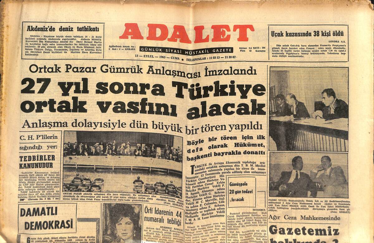 Adalet Gazetesi 13 Eylül 1963 - Atina'ya Giden Prenses Süreyya İstanbul'a Geldi - Galatasaray'a Tebrik Yağıyor - Egesel Evlendi GZ139717 - 1