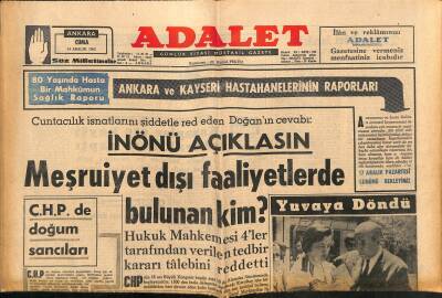 Adalet Gazetesi 14 Aralık 1962 - Adanayı Dün Seller Bastı - Egesel İçin Açılan Tahkikat Sürüncemede Bırakılıyor ! GZ121683 - 1