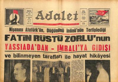 Adalet Gazetesi 14 Haziran 1965 - Rüştü Zorlunun Yassıadadan İmralıya Gidişi GZ109252 - 1