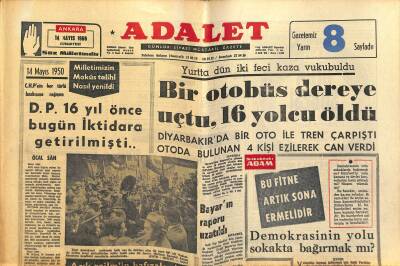 Adalet Gazetesi 14 Mayıs 1966 - Vanın Başkale İlçesinde İki Aşiret 8 Saat Çarpıştı Bir Kişi Öldü - Bayarın Raporu Uzatıldı GZ121576 - 1