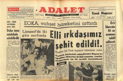 Adalet Gazetesi 14 Şubat 1964 - Bayan Ford Dün Eşinden Ayrıldı - EOKA Vahşet Hareketini Arttırdı GZ121627 - 1