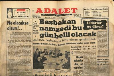 Adalet Gazetesi 15 Şubat 1965 - Ege , Tütün Piyasasının Açılışı , Dün Tehir Edildi - Başbakan Namzedi Bugün Belli Olacak GZ121758 - 1