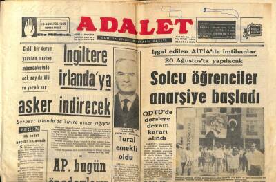 Adalet Gazetesi 16 Ağustos 1969 - Cüneyt Arkının Yüzünde Hiç Bir İz Kalmayacak - Tural Emekli Oldu GZ98308 - 1