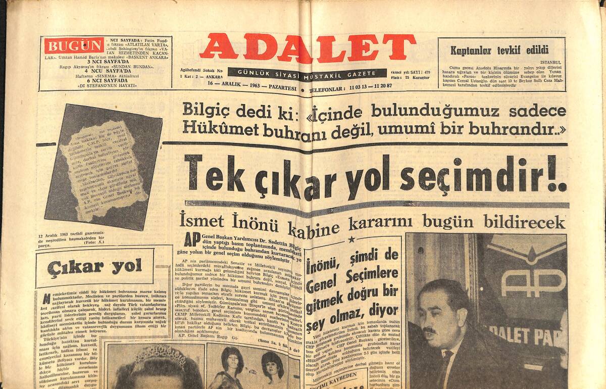 Adalet Gazetesi 16 Aralık 1963 - 18 Yaşında İranlı Bir Prenses Daha Sinema Artisti Oluyor - Jayne Mansfield Türkiye'de Film Çevirmekten Yine Vazgeçti GZ139597 - 1
