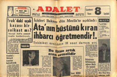 Adalet Gazetesi 16 Nisan 1966 - Irakdaki Uçak Kazası Bir Suikast Mı ? - Aktör Yılmaz Güney Mahkemeye Verildi GZ121561 - 1