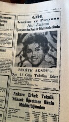 Adalet Gazetesi 16 Ocak 1963 - Göl Pavyonu Behiye Aksoy Reklamı - Feyzioğlu M.D.Oya Dair Sözlerini Tevile Kalkıyor GZ121658 - 2