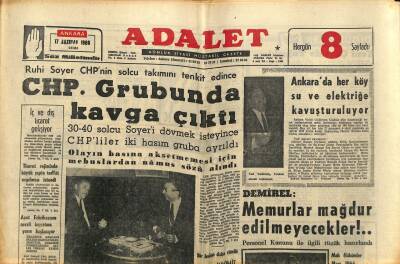 Adalet Gazetesi 17 Haziran 1966 - Ankarada Her Köy Su Ve Elektriğe Kavuşturuluyor - CHP Grubunda Kavga Çıktı GZ121527 - 1