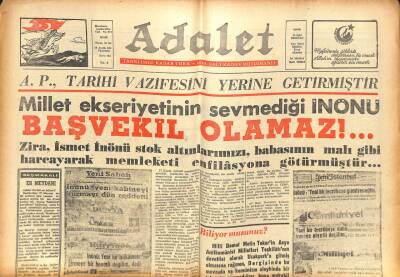 Adalet Gazetesi 19 Aralık 1963 - Nihayet , İstenmiyen Adam İstanbul Belediye Reisi Oldu GZ102996 - 1