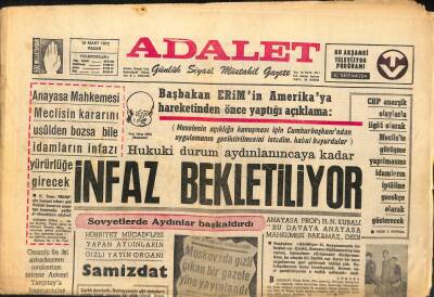 Adalet Gazetesi 19 Mart 1972 - Birsen Gürdil Sersem Seni Seviyorum, Müşerref Tezcan Ve Kadir İnanır GZ122482 - 1