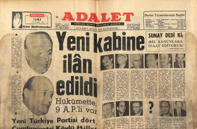 Adalet Gazetesi 19 Şubat 1965 - Yeni Kabine İlân Edildi - Başkent , Dün Tarihi Bir Gün Daha Yaşadı... GZ121759 - 1