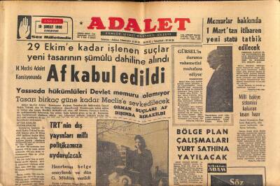 Adalet Gazetesi 19 Şubat 1966 - Sümerbank Ucuz Kumaş İmâline Hız Verecek - TRTnin Dış Yayınları Milli Politikamıza Uydurulacak GZ121550 - 1