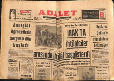 Adalet Gazetesi 19 Temmuz 1968 - Irakta İhtilalciler Arasında İhtilaf Başgösterdi - Rusların Çeklere Müdahalesi Bekleniyor GZ121728 - 1