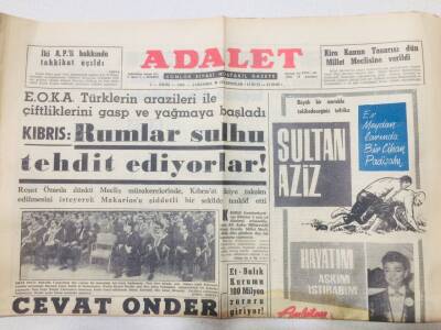Adalet Gazetesi 2 Ekim 1963 - KıbrısRumlar Sulhü Tehdit Ediyor GZ53299 - 1