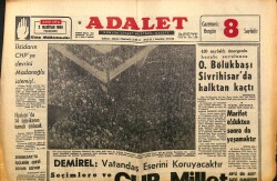Adalet Gazetesi 2 Haziran 1966 - O.Bölükbaşı Sivrihisar'da Halktan Kaçtı - Antalya Film Festivalinde Hadiseler GZ160465 - Gökçekoleksiyon