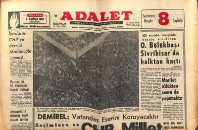 Adalet Gazetesi 2 Haziran 1966 - Türk Hava Kuvvetlerinin 55. Yıldönümü Kutlandı - Zonguldakta İşçilerin Grevi Devam Ediyor GZ121558 - 1
