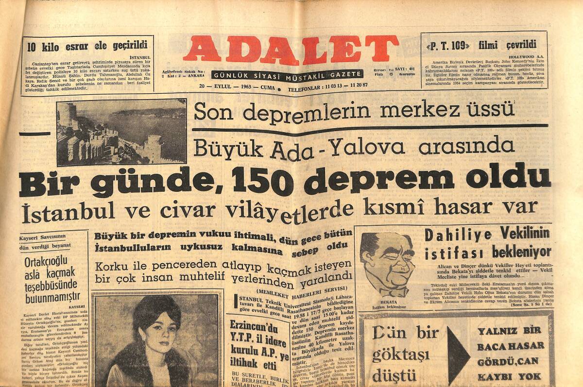 Adalet Gazetesi 20 Eylül 1963 - İran'da Kadınlar da Parlamentoya Girdi - Claudie Cardinale Çıplak Çıplak Film Çevirecek GZ139721 - 1