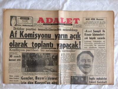 Adalet Gazetesi 20 Ocak 1963 - Af Komisyonu Yarın Açık Olarak Toplantı Yapacak GZ73332 - 1