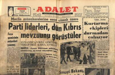 Adalet Gazetesi 21 Mart 1965 - Feza Gemisinin Antenleri Yanmış - Kızamık Salgınını Önlemek İçin , Dün Bir Toplantı Yapıldı GZ121752 - 1