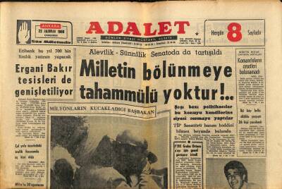 Adalet Gazetesi 22 Haziran 1966 - Ergani Bakır Tesisleri de Genişletiliyor - Alevilik-Sünnîlik Senatoda da Tartışıldı GZ121531 - 1
