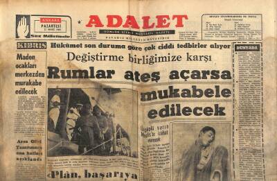 Adalet Gazetesi 22 Mart 1965 - YÖN Dergisinin Sahibi Yuhalandı - Rumlar Ateş Açarsa Mukabele Edilecek GZ121753 - 1