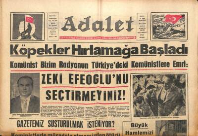 Adalet Gazetesi 23 Ağustos 1965 - Gazetemiz Sahibi Zeki Efeoğluna 538 Bin Lira Para Cezası Geldi GZ109819 - 1