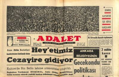 Adalet Gazetesi 24 Haziran 1965 - Asya-Afrika Devletleri Konferansına Katılmak Üzere Heyetimiz Cezayire Gidiyor GZ121790 - 1