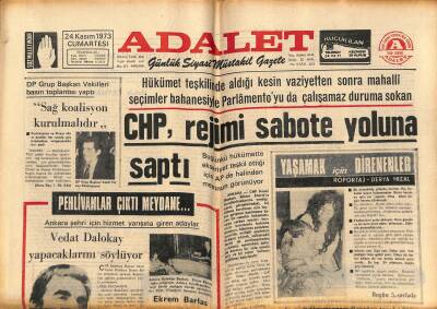 Adalet Gazetesi 24 Kasım 1973 - Petrol Ofis , Çorum İle Oynuyor - Caterina Caselli Yeniden Müziğe Ağırlık Veriyor GZ121687 - 1