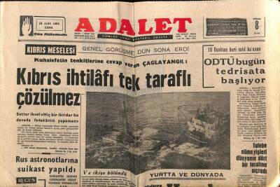 Adalet Gazetesi 24 Ocak 1969 - Çağlayangil Kıbrıs İhtilafı Tek Taraflı Çözülmez GZ70093 - 2