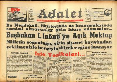 Adalet Gazetesi 25 Nisan 1963 - Başbakan İsmet İnönüye Açık Mektup GZ105035 - 1