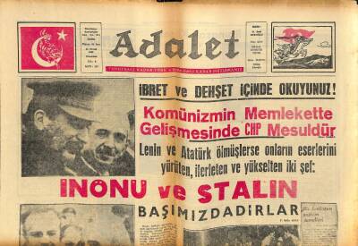 Adalet Gazetesi 25 Ocak 1965 - İnönü Ve Stalin, Karakurt Olayı, Oğuz Alp Destanı Çizgi Roman GZ109245 - 1