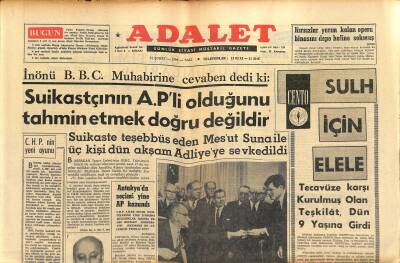 Adalet Gazetesi 25 Şubat 1964 - DDY Umum Müdürü İşten Uzaklaştırılacak - Antakyada Seçimi Yine AP Kazandı GZ121590 - 1