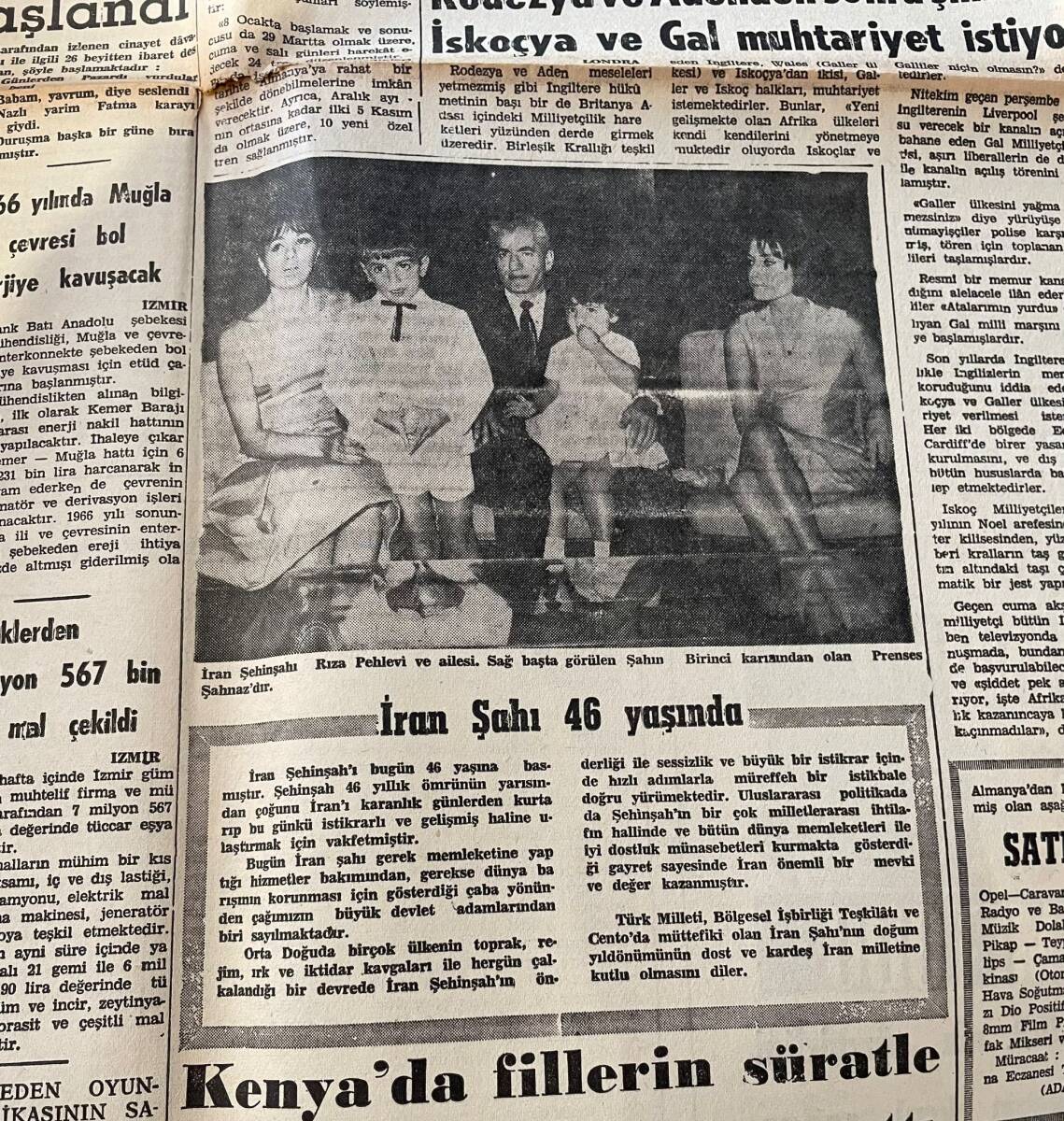 Adalet Gazetesi 26 Ekim 1965 - Dr. Kaykılı, Dünyanın En Güzel Kadınlarını Satılığa Çıkarmış - İran Şahı Rıza Pahlevi 46 Yaşında GZ139550 - 2