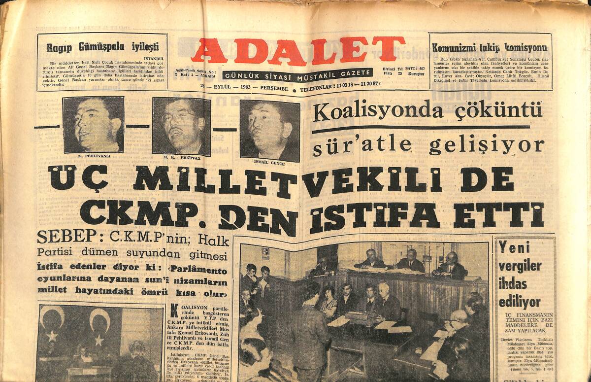 Adalet Gazetesi 26 Eylül 1963 - Sybil 