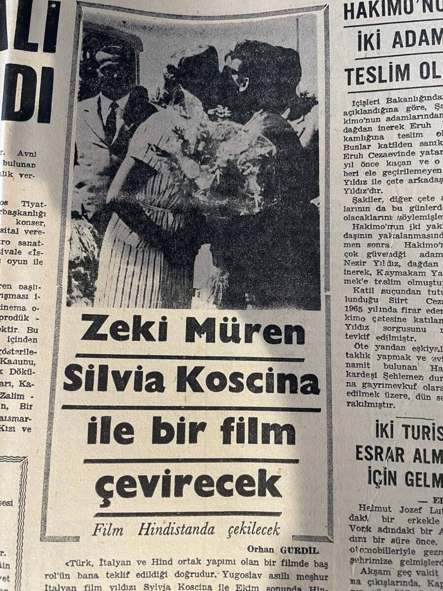 Adalet Gazetesi 26 Mayıs 1967 - Zeki Müren Silvia Koscina İle Bir Film Çevirecek - Sevinç Pekin İddialı Konuştu GZ138568 - 2