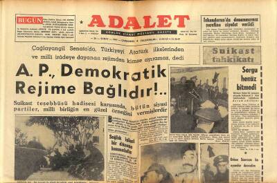 Adalet Gazetesi 26 Şubat 1964 - Çağlayangil A.P. , Demokratik Rejime Bağlıdır!.. - GÖRDESte Seçimi A.Pliler Kazandı GZ121589 - 1