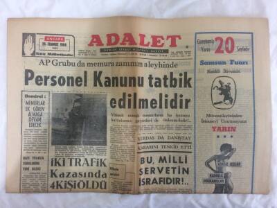 Adalet Gazetesi 26 Temmuz 1966 - Personel Kanunu Tatbik Edilmelidir GZ73143 - 1