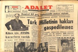 Adalet Gazetesi 27 Nisan 1965 - Kıbrıs İçin Kesin Kararlara Varıldı - Prenses Süreyya'nın Tiyatro Dersleri Alacak - Celal Ertuğ'un Mektubu GZ139751 - 1
