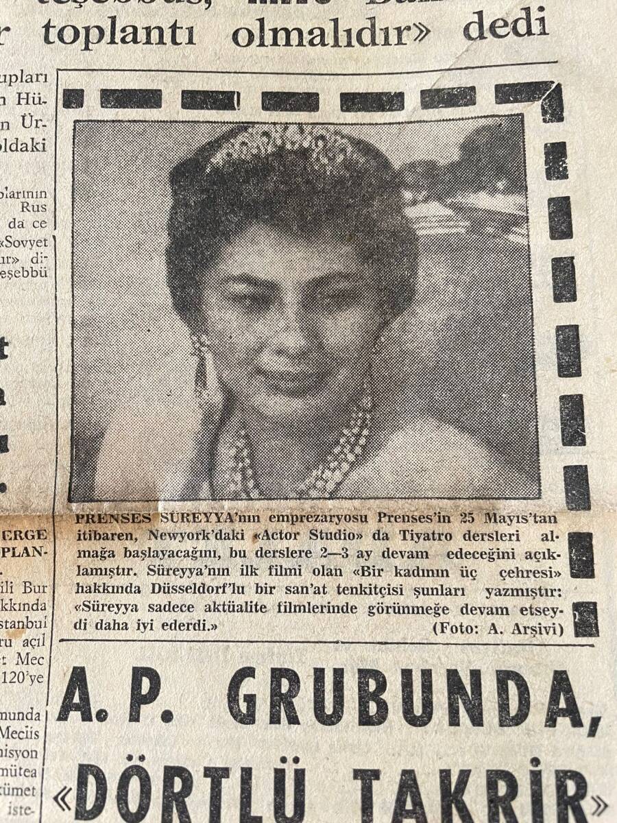Adalet Gazetesi 27 Nisan 1965 - Kıbrıs İçin Kesin Kararlara Varıldı - Prenses Süreyya'nın Tiyatro Dersleri Alacak - Celal Ertuğ'un Mektubu GZ139751 - 2