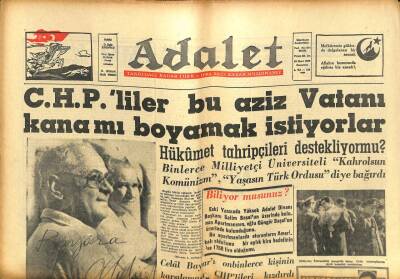 Adalet Gazetesi 28 Mart 1963 - CHPliler Bu Aziz Vatanı Kana Mı Boyamak İstiyorlar GZ105031 - 1