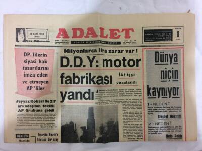 Adalet Gazetesi 28 Mart 1969 - Amerika Merihe Pilotsuz Bir Uzay Aracı Fırlattı GZ73065 - 1