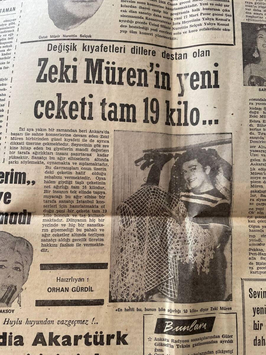 Adalet Gazetesi 28 Şubat 1968 - Guenther Sachs Eşi Brigitte Bardot İle - Zeki Müren'in Yeni Ceketi Tam 19 Kilo GZ143274 - 2