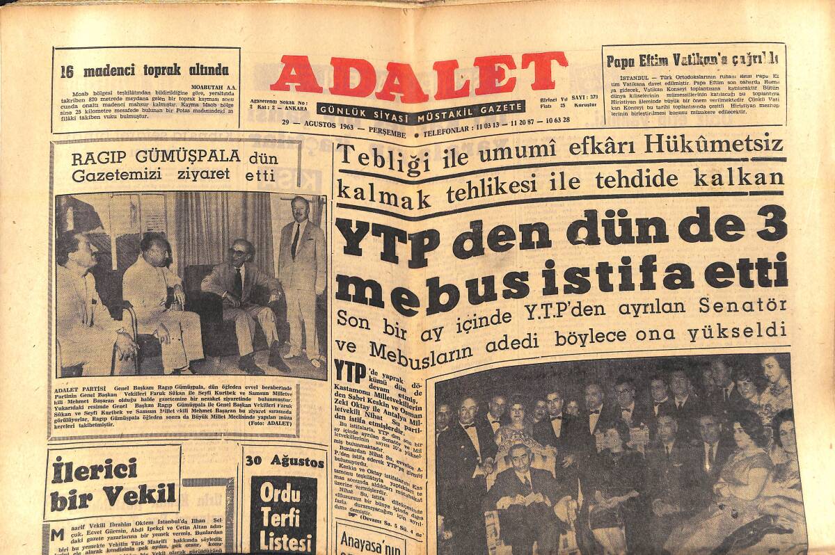 Adalet Gazetesi 29 Ağustos 1963 - Washington'da 150 Bin Zenci Yürüyüş Yaptı - Beşiktaş Dinamo İle Yarın Oynuyor GZ139743 - 1