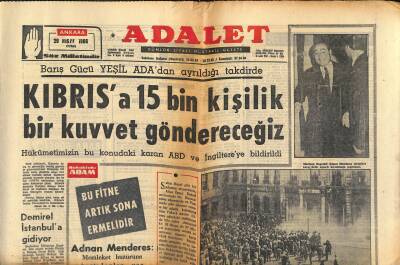 Adalet Gazetesi 29 Nisan 1966 - Kıbrısa 15 Bin Kişilik Bir Kuvvet Göndereceğiz - Vietkong Casusu Hanım Shueller GZ121586 - 1