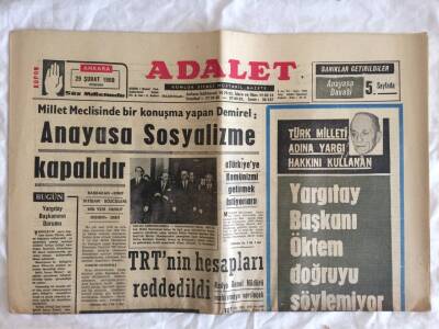 Adalet Gazetesi 29 Şubat 1968 - Anayasa Sosyalizme Kapalıdır GZ73333 - 1