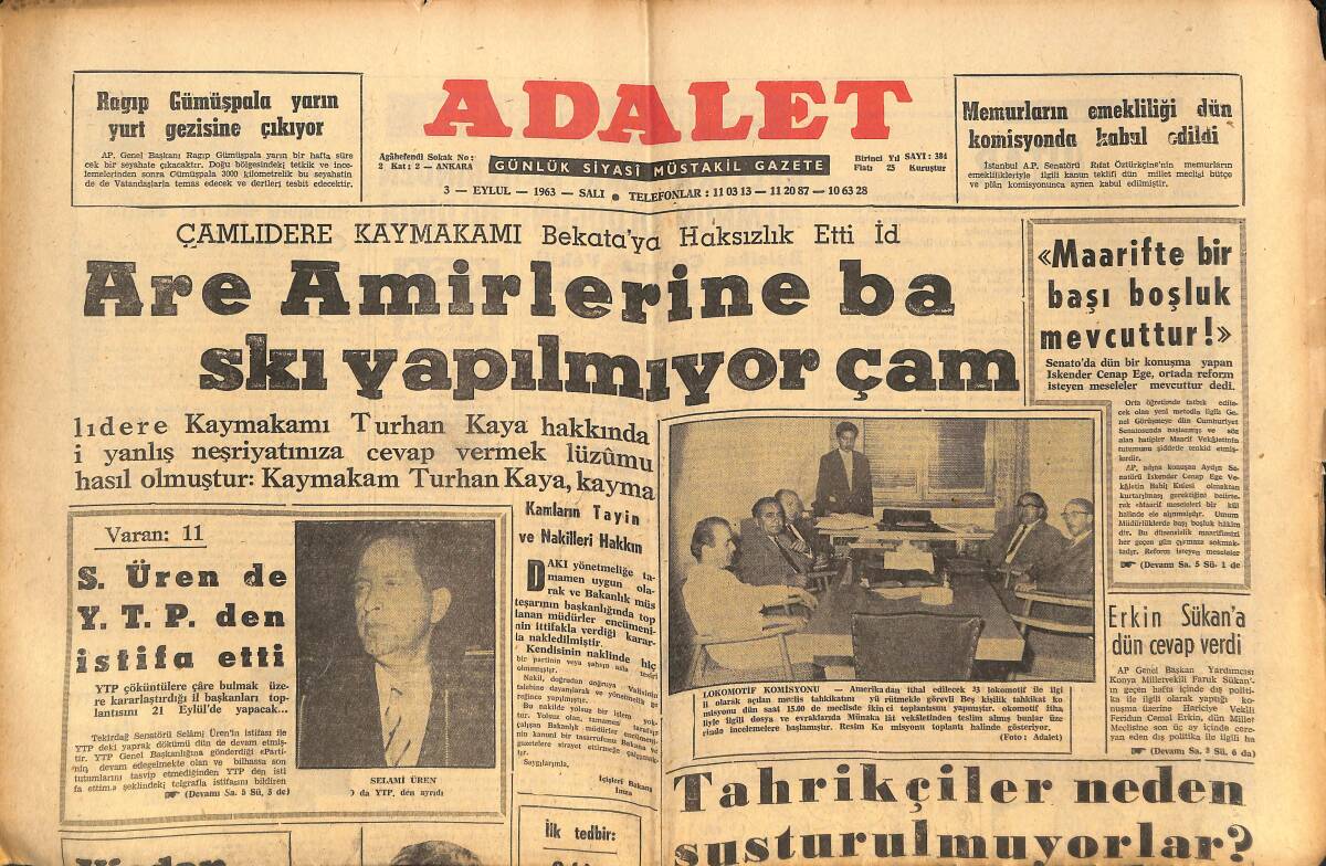 Adalet Gazetesi 3 Eylül 1963 - Zeki Müren Bu Ay Amerika'ya Gidiyor - Mariene Dietrich Mücevherlerini Otelden Çaldırdı GZ139713 - 1