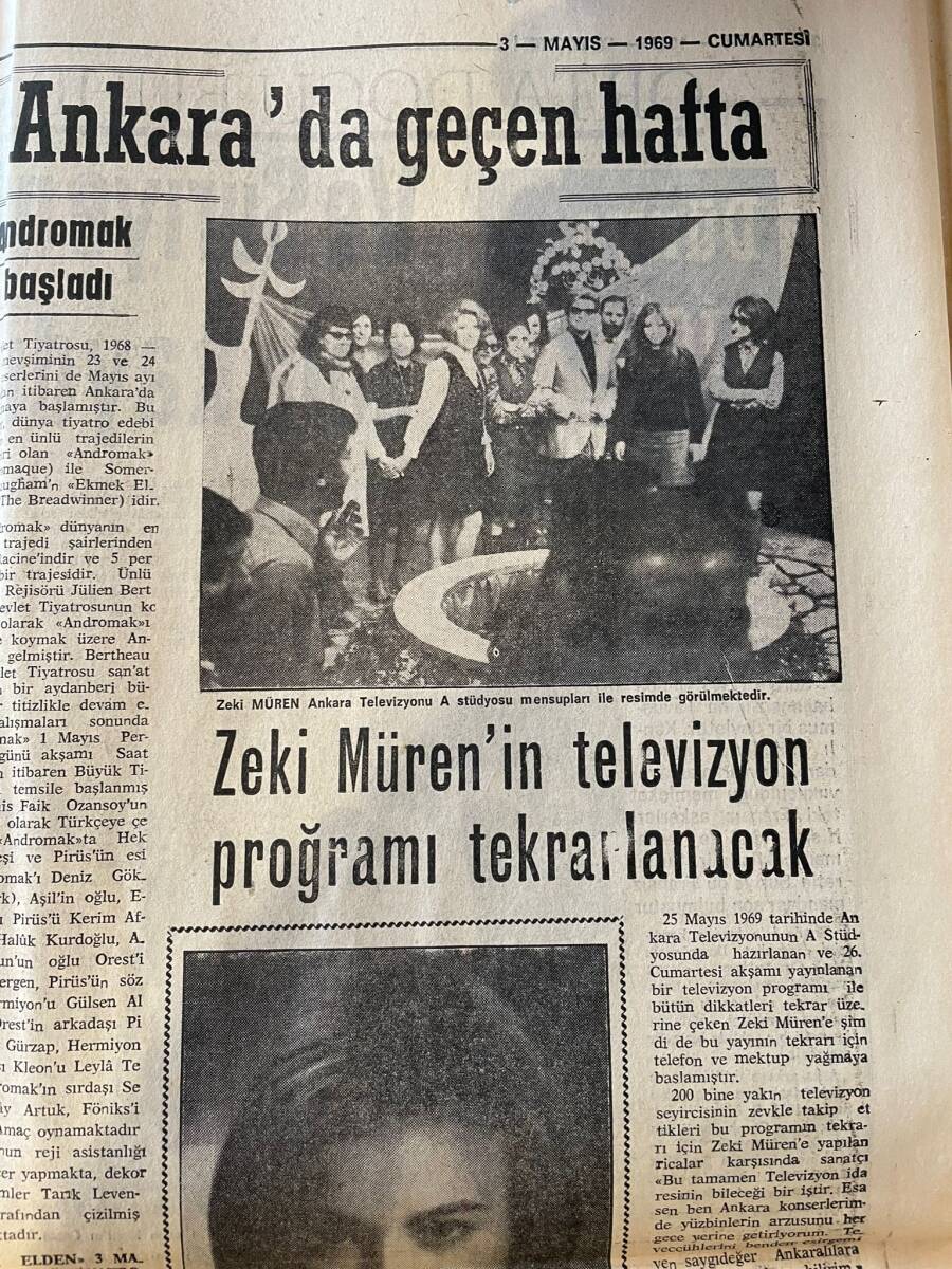 Adalet Gazetesi 3 Mayıs 1969 - Öktem'in Cenaze Namazını Kimse Kılmak İstemiyor - Zeki Müren'in Televizyon Programı Tekrarlanacak GZ138573 - 2