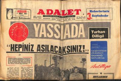 Adalet Gazetesi 3 Şubat 1967 - Sonu Olmayan Bir Hikaye - 1