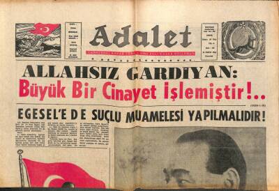Adalet Gazetesi 31 Ekim 1966 - Egesele de Suçlu Muamelesi Yapılmalıdır ! GZ109830 - 1